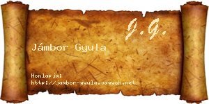 Jámbor Gyula névjegykártya